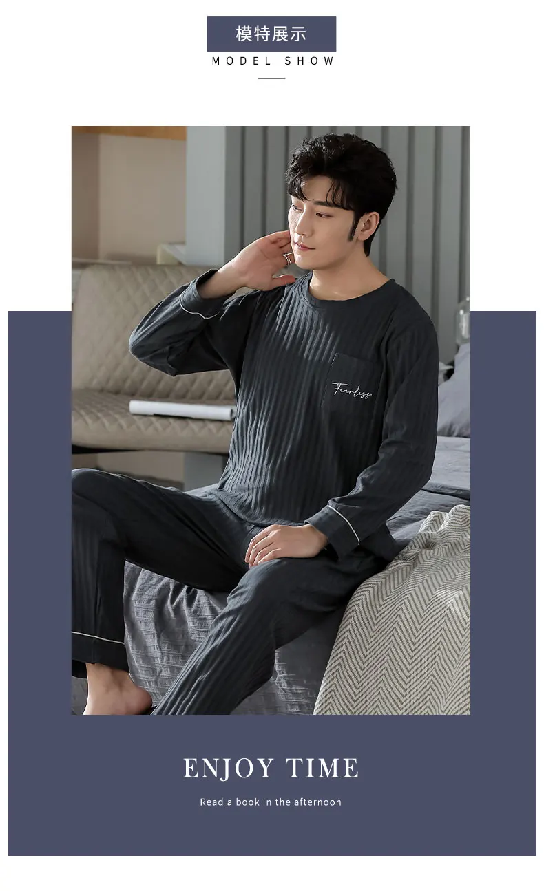 ZZDH Pyjama Homme Pajamas Pour Hommes Pantalon De Soie à Manches Longues à Manches Longues (Color : D, Size : 3X-Large