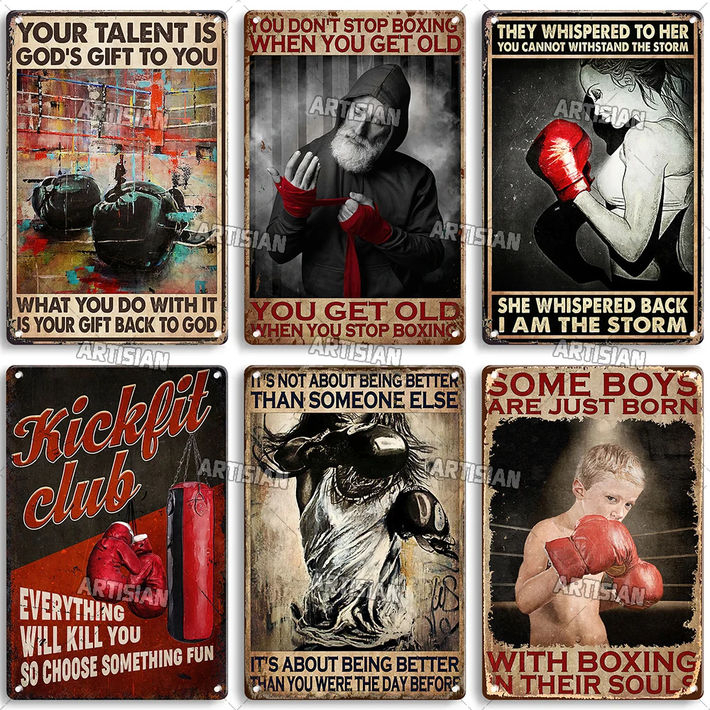 Targa In Metallo Vintage Swono Boxing Club: Decorazione Da Parete 20x30 Cm Per Bar, Palestra O Garage