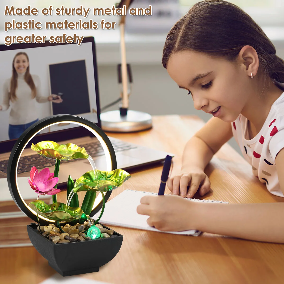 Tabletop Fountain Battery/USB Operated Water Fountain Feature Zen Meditation Fountain Decor Sound Relaxation Fountain Ornament 5