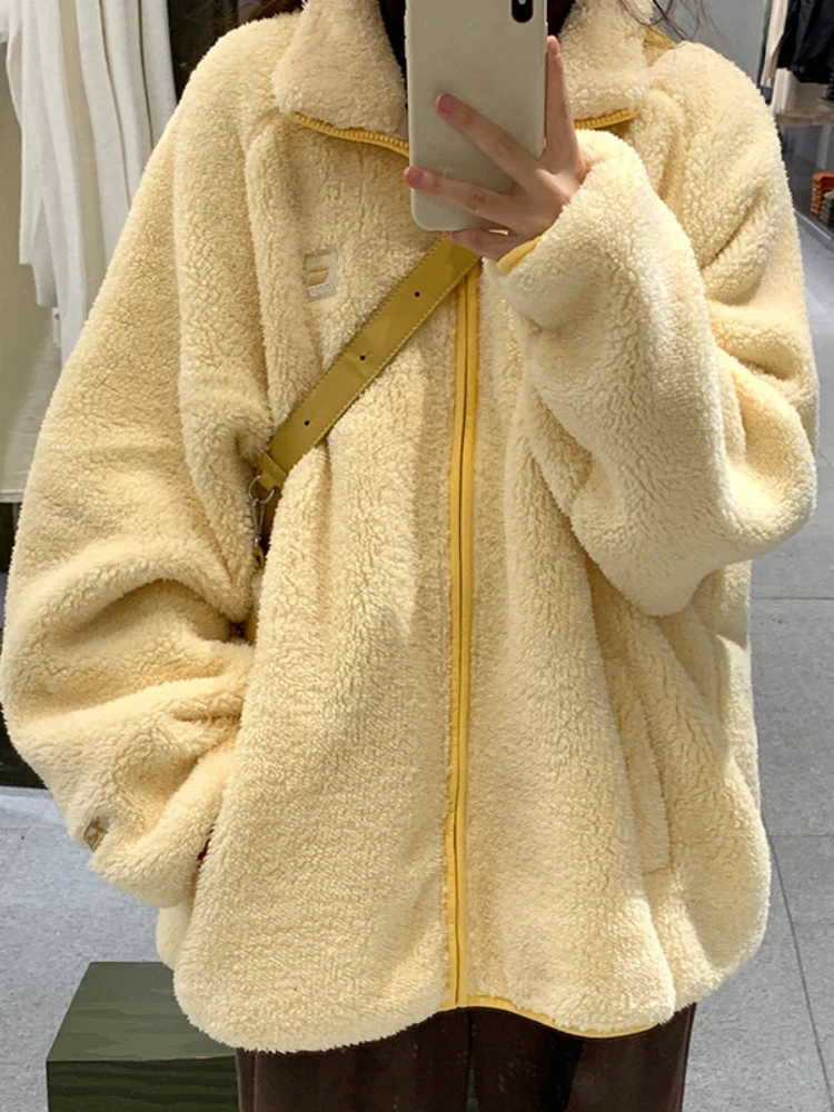 

Winter Harajuku Kawaii Fluffy Jacket Women Korean Fashion Streetwear Sweet Jacket Female Casual Warm Vingate Chic Coat 2024 New