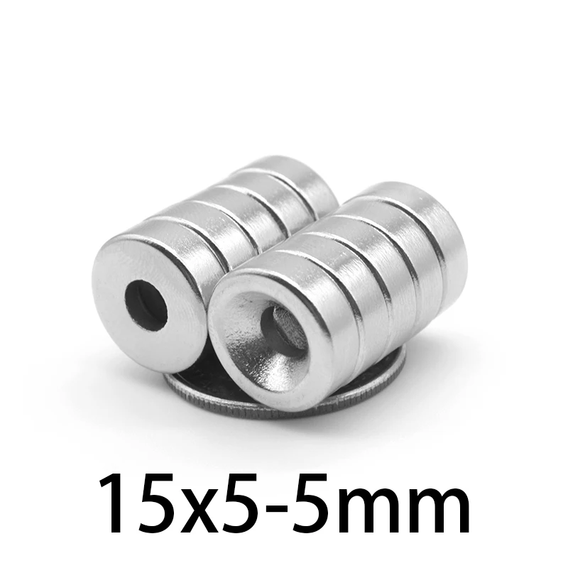 5/10/15/20/30/50PCS 15×5-5 Disc Search Magnet 15*5 mm Hole 5 mm Round Countersunk Permanent Neodymium Magnet 15×5-5mm N35 15*5-5