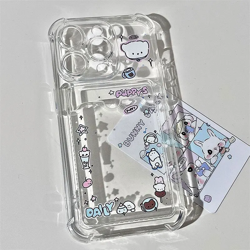 Little White Dog Pattern Anti-Fall Card Holder Case