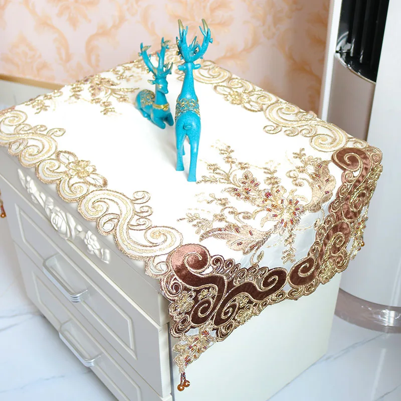 

Europe bead flower Embroidery bed Table flag Runner cloth cover tablecloth Christmas Wedding Table decoration and accessories