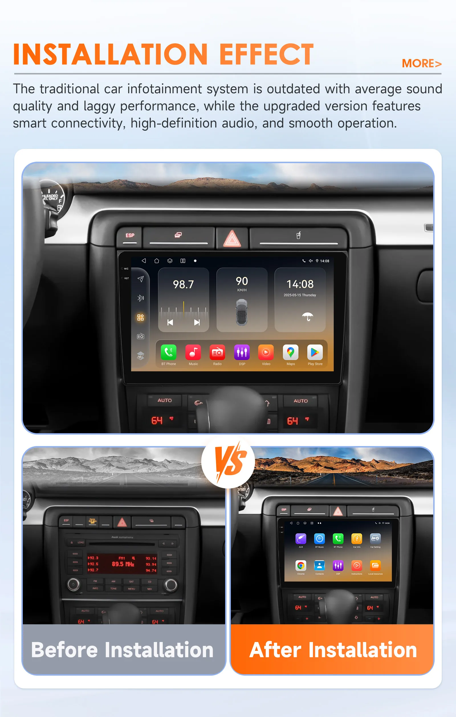 Radio de Coche Android Hizpo 2Din de 9 Pulgadas para Audi A4 B8 B7 B6 S4 RS4 2000-2009 SEAT Exeo BT 4G DSP RDS CarPlay GPS Navegación 360CAM 3