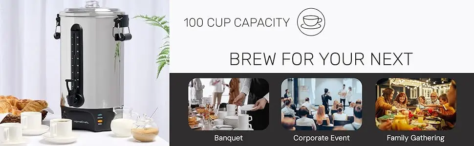 100 cup capacity - brew for your next banquet, corporate event, family gathering