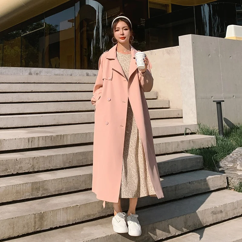 Women's Coat Pink Trench 2022 Spring Autumn Jacket Female Korean Sweet