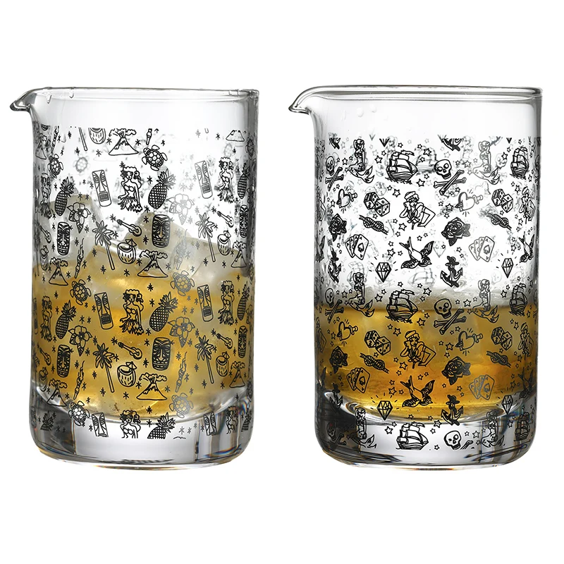 Tiki Cocktail Mixing Glass-Thick Bottom 20oz 600ml Cocktail Glass-Choice for Amateurs & Pros Ideal Gift
