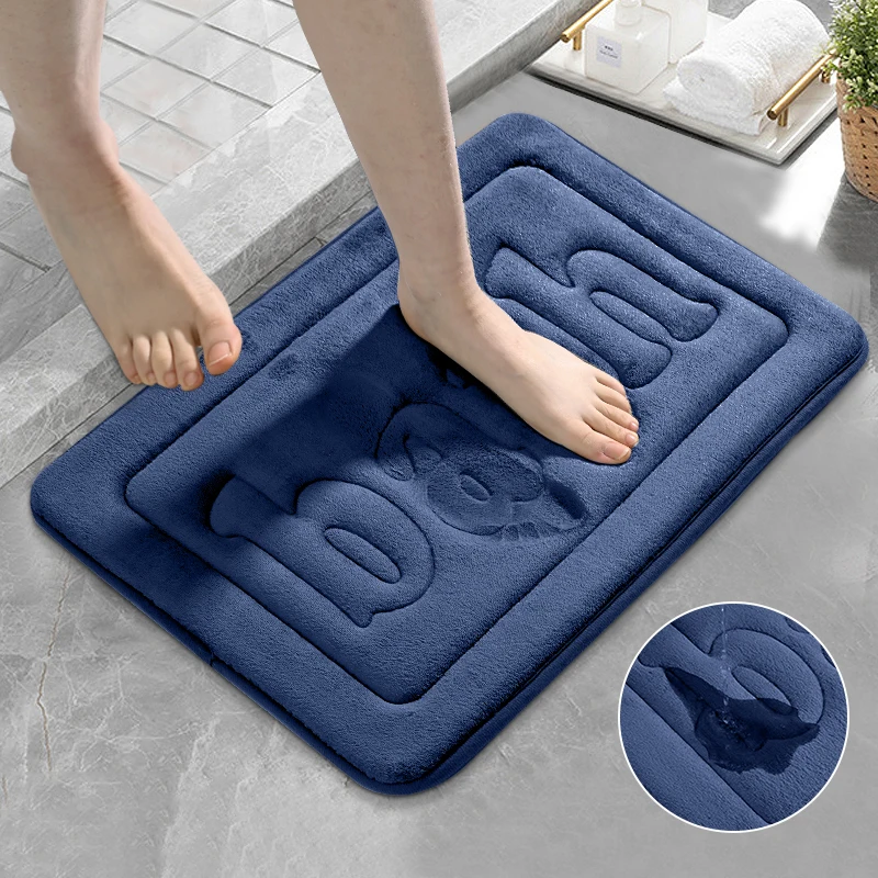 Memory Foam Bath Mat Super Absorbent Doormat Thicken Toilet Rugs Soft  Bathtub Side Foot Pad Non-slip Bathroom Floor Mats - AliExpress