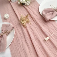 Gauze Cotton Wedding Table Runner Retro Pink Burr Texture Dining Napkins Gift Kitchen Table Runners Home Christmas Table Decor 2