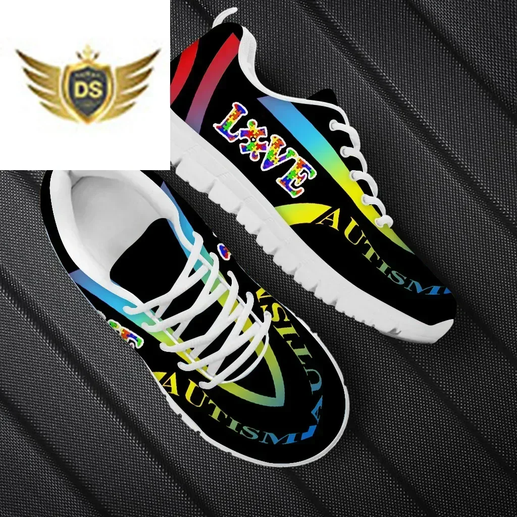 Woman Flats Shoes Autism Awareness Design For Girls Personalized Walking Shoes Female Wear-resistant Sport Sneakers