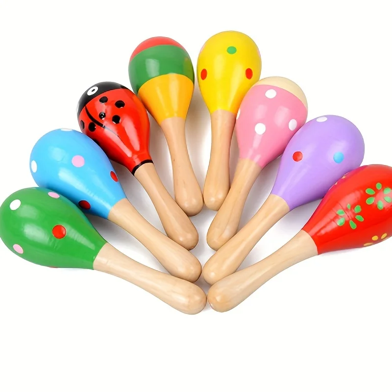 Mini Wooden Children Maracas Toys Premium Quality Funny Baby Sand Hammer Toy Noisemaker Infant Sound Recognition Educational Toy 2