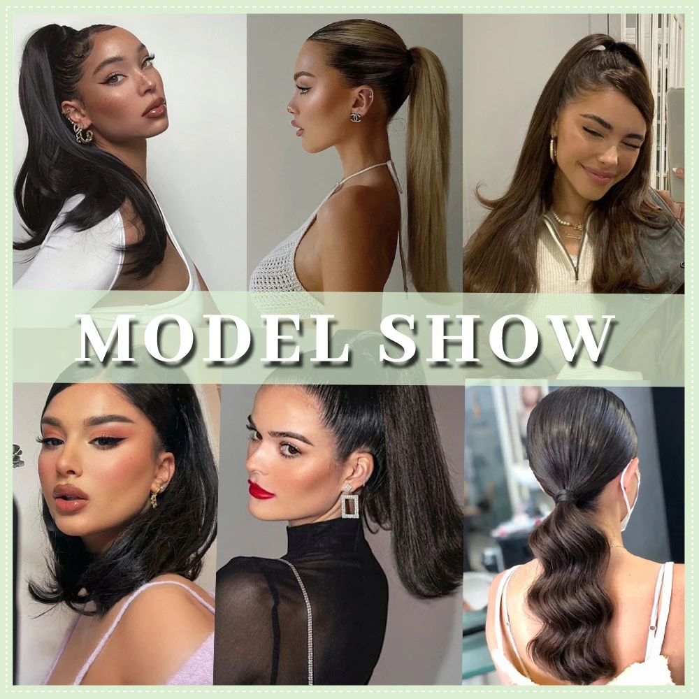 H&STAR 16Inch Synthetic  Slightly Upturned Straight Ponytail Claw Clip In Hair Extension Sweet Cute Ponytail Hairpiece for Women