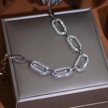 

Korean Trendy Exaggerate Micro Inlaid CZ Necklace for Women Popular Thick Baroque Chain Choker Kolye Lady Pendant Jewellery