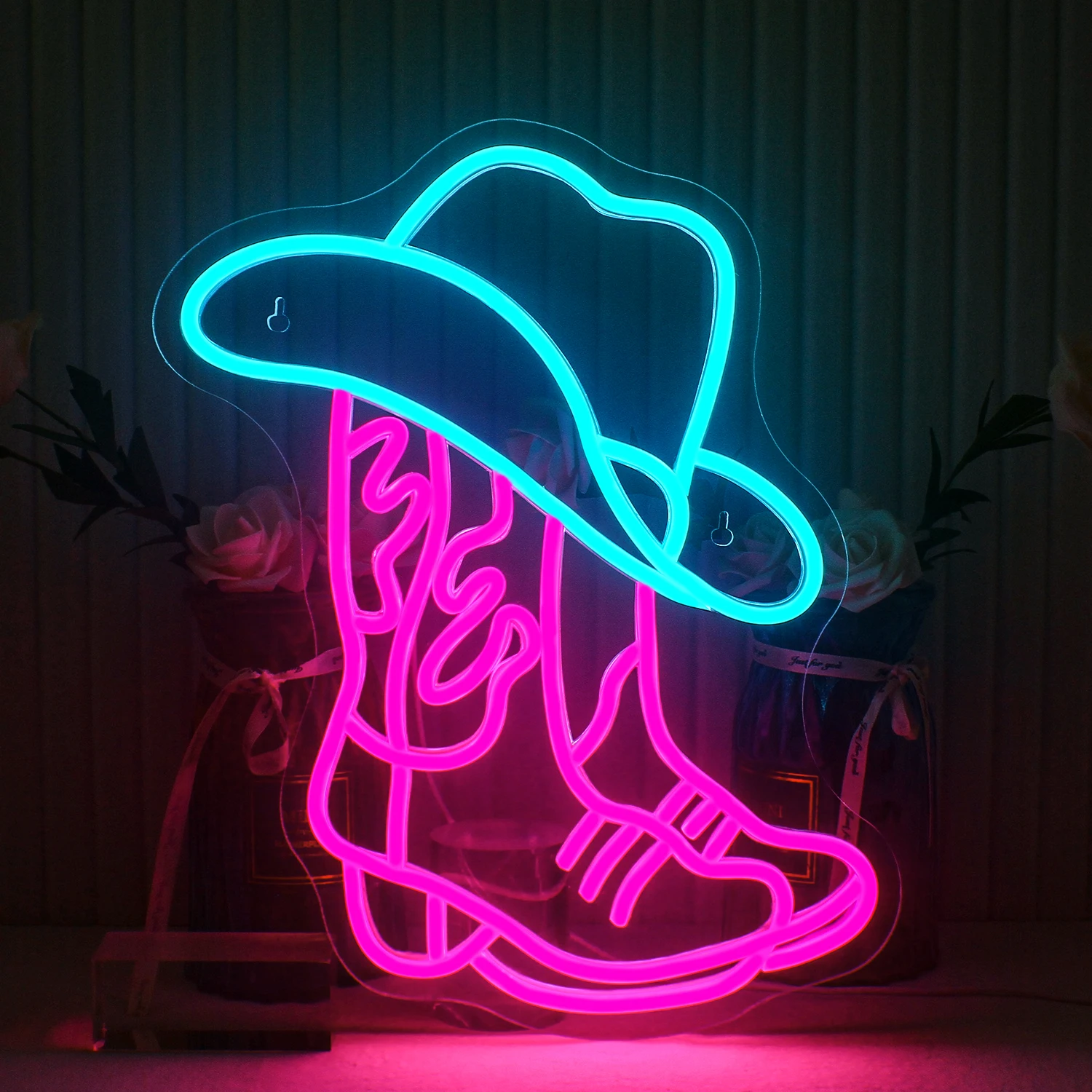 

Cowboy Boot Neon Sign Wall Decor LED Light Up Signs For Game Room Bedroom Western Club Shop Bar Man Cave Birthday Party Lamps