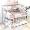 3 in 1 Triple Bed,Heavy Duty 3 Beds Bunk Bed with Guard Rails & 2 Ladders for Kids,Teens, Adults,White 2
