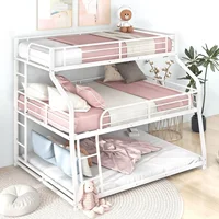 3 in 1 Triple Bed,Heavy Duty 3 Beds Bunk Bed with Guard Rails & 2 Ladders for Kids,Teens, Adults,White 2