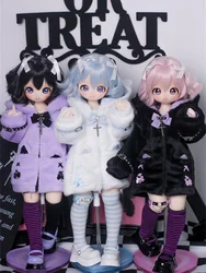 BJD Doll Clothes For 1/4 1/6 Doll Accessories Coat Sweet Socks Outfit Black White Purple Doll Dress Up Gift Diy Clothes