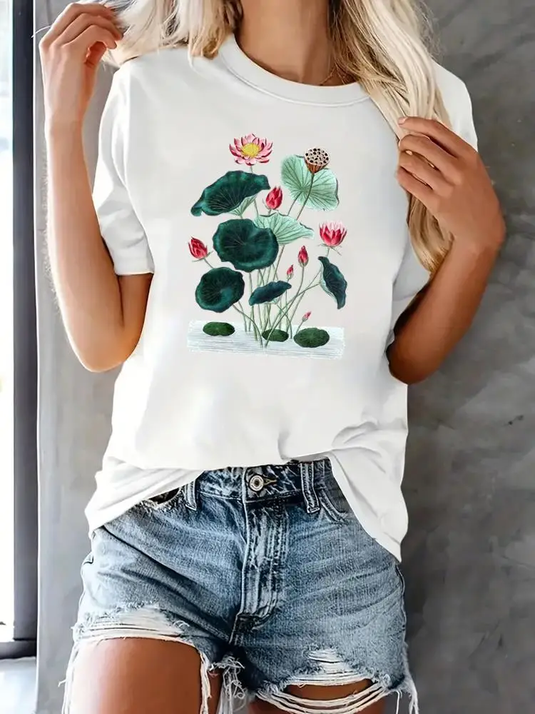 

Printed Women Top Clothing Female T Shirt Fashion Flower Style 90s Casual Tee Short Sleeve Clothes Sweet Graphic T-shirts