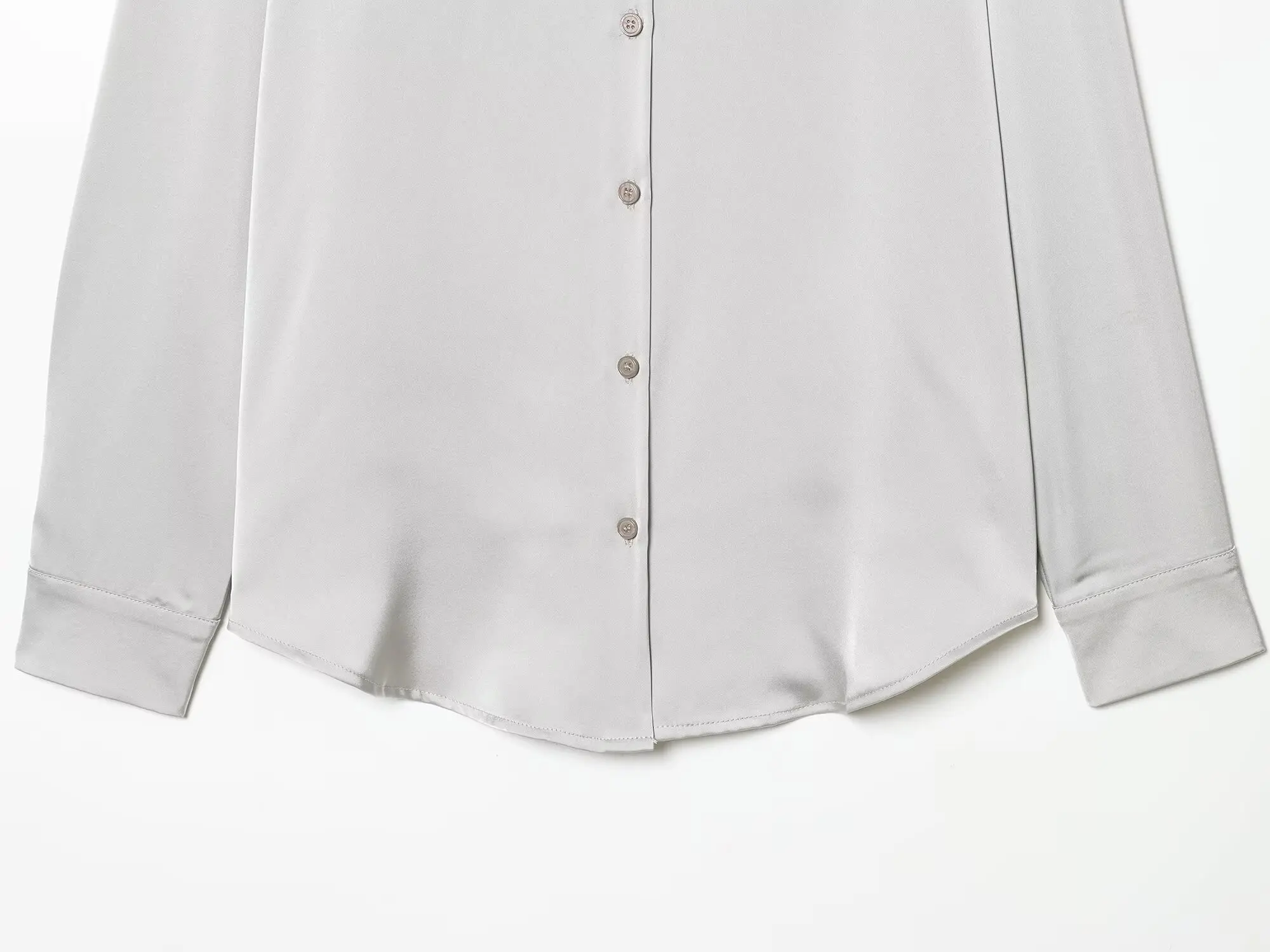 HH Damenmode, vielseitiges 3-Farben-Revers-Satin-strukturiertes High-End-Hemd, weiblich, elegant, lässig, einreihiges Langarm-Hemd – Detail 9