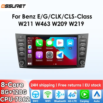 OSSURET Radio de coche inalámbrico de 8 pulgadas con Carplay y Android Auto para Benz Clase E/G/CLK/CLS W211 W463 W209 W219, reproductor multimedia GPS con vídeo 4G 1