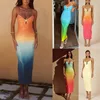Sequins Gradient Spaghetti Strap Slim Maxi Dress Women Starfish Hollow Out Sleeveless Package Hip Sparkle Slit Party Dresses 6