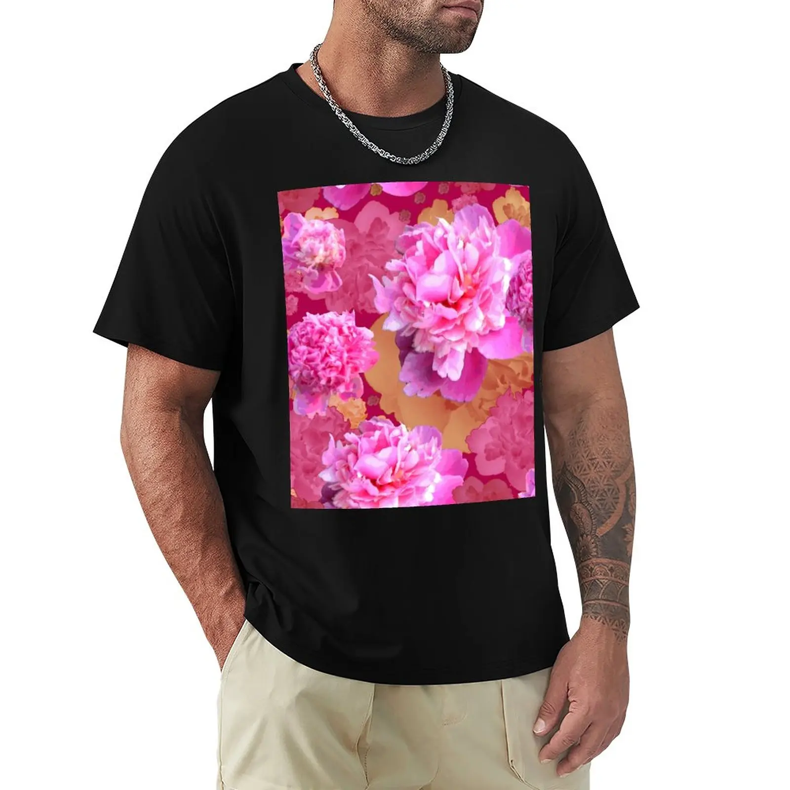 

Pink Peonies T-Shirt quick-drying t-shirt heavyweight t shirts Tee shirt cute clothes t shirts for men pack