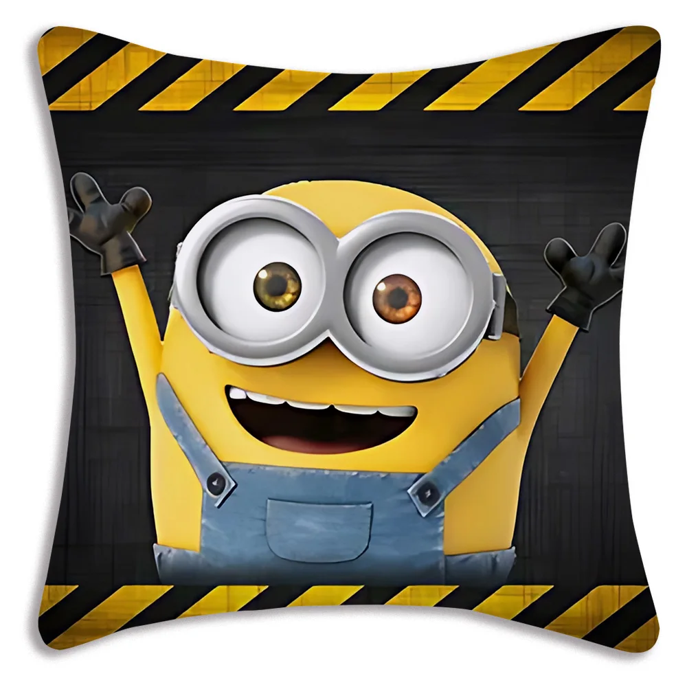 Anime Minions Kawaii Pillow Covers Cartoon Sofa Decorative Home Double-sided Printing Short Plush Cute Cushion Cover 6