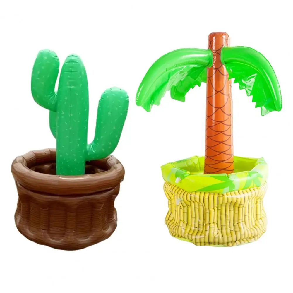 Inflatable Ice Bucket Palm Tree Cactus Cooler Holder Beach Party Ice Bucket Drink Chiller For Outdoor Picnics Camping 빙청제