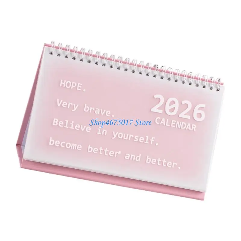 H4GA 데스크 캘린더, 2026 미니 데스크 캘린더 플래너 더블 코일 바인딩 캘린더 스탠딩 플립 소형 데스크탑 오거나이저 장식