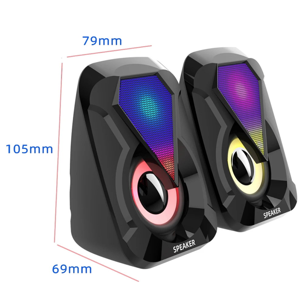 USB 유선 컴퓨터 스피커, 스테레오 하이파이 사운드, USB 2.0 서브우퍼, 다채로운 LED 조명, 노트북 스마트폰 MP3 플레이어용