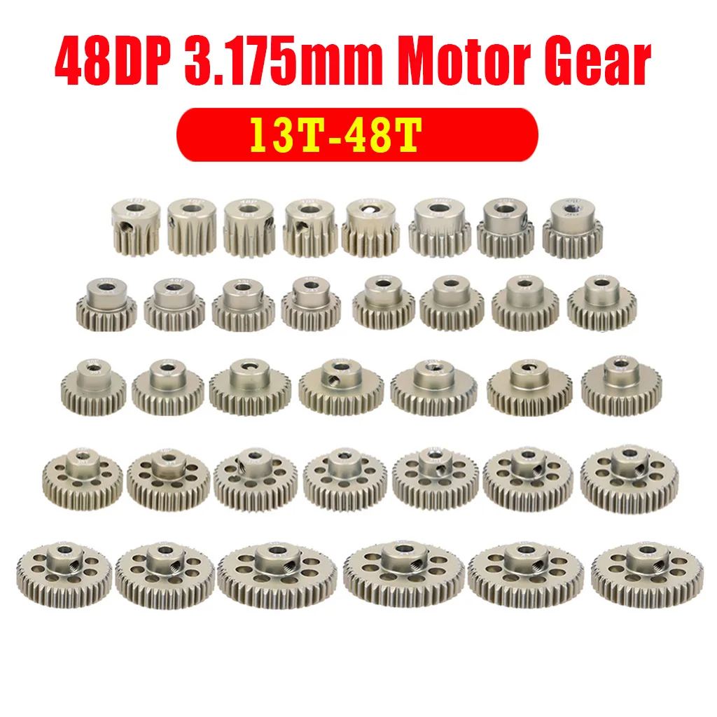 Demeras 6 pz 48DP ￠ 3.175mm 17T-22T Pignone Motore Ingranaggi Durevole e Robusto Set di Parti di Ingranaggi Kit per 1/10 RC Auto Motore