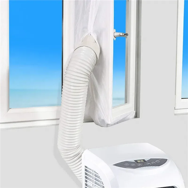Sello de ventana de bloqueo de aire para aire acondicionado portátil, placa de sellado de tela Flexible, sello de ventana con cremallera y adhesivo rápido