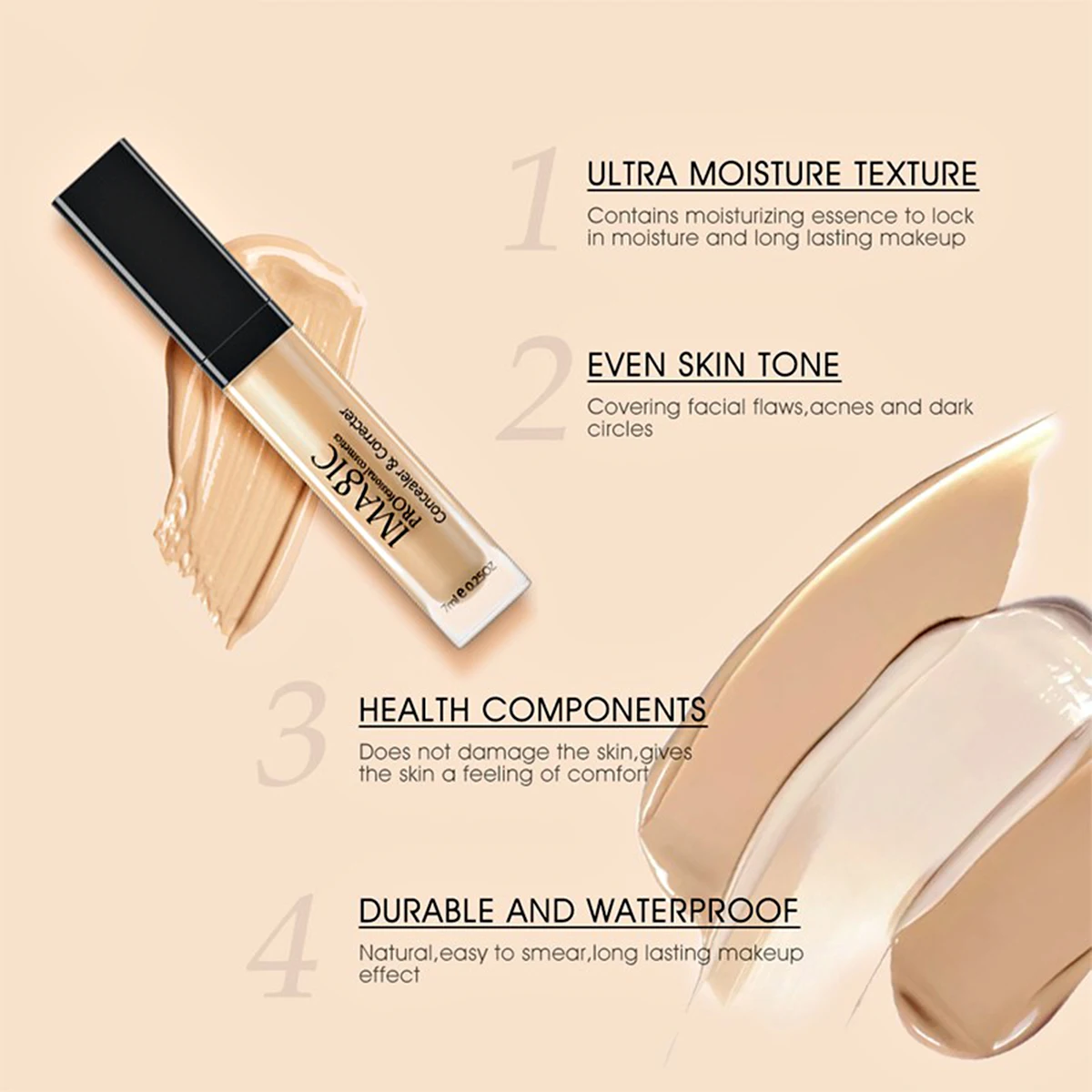 IMAGIC 6Colors Liquid Concealer Makeup Concealer Waterproof Concealer Face Concealer Concealer Cream Waterproof Long Lasting Matte Foundation Oil Control Natural Brighten Skin Cover Flaw Makeup