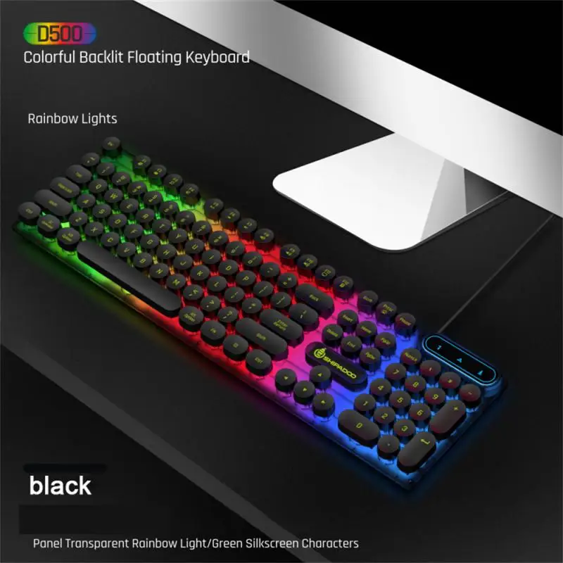 

Mechanical Illuminated Keyboard Responsive Wired D500 104 Keys Abs For Electronic Games Keyboard Glow Keyboard Colorful Fashion
