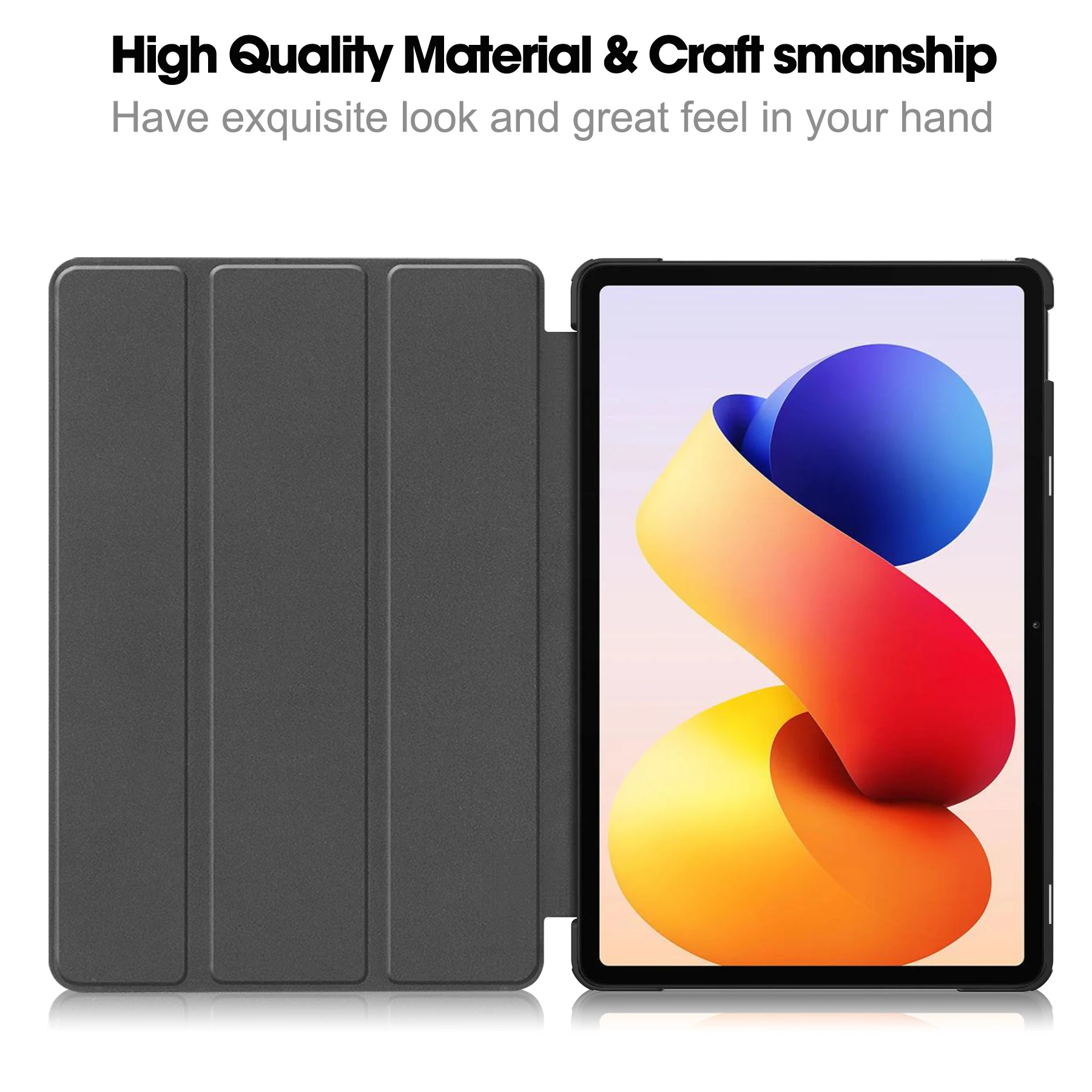 Luxury PU Leather Tri-Fold Stand Smart Cover with Painted Design