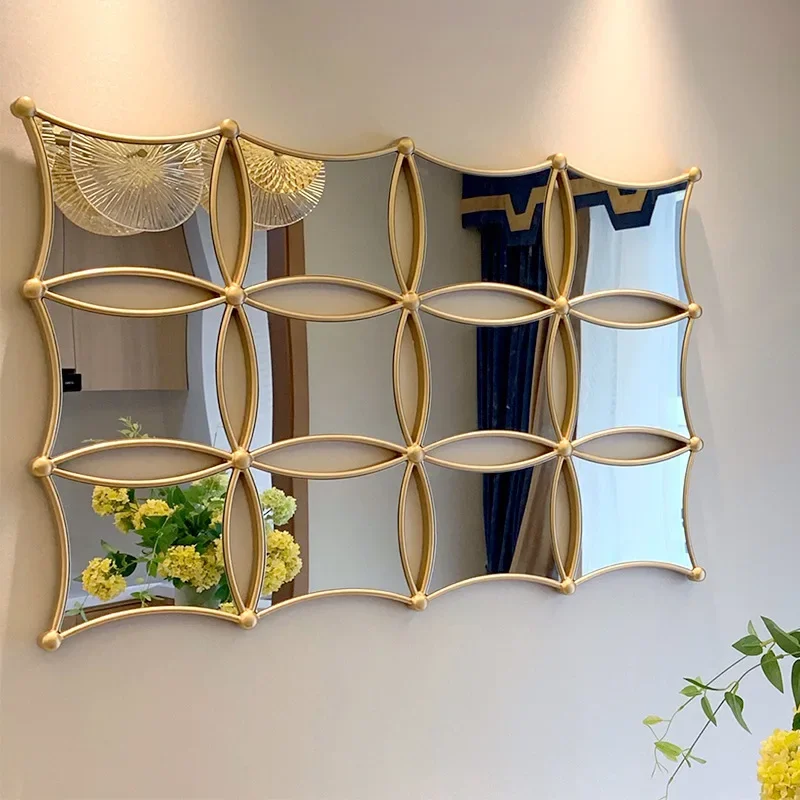 Metal Wall Decoration Living Room Background Nordic Style Wrought Iron Wall Pendant Light Luxury Decoration Mirror