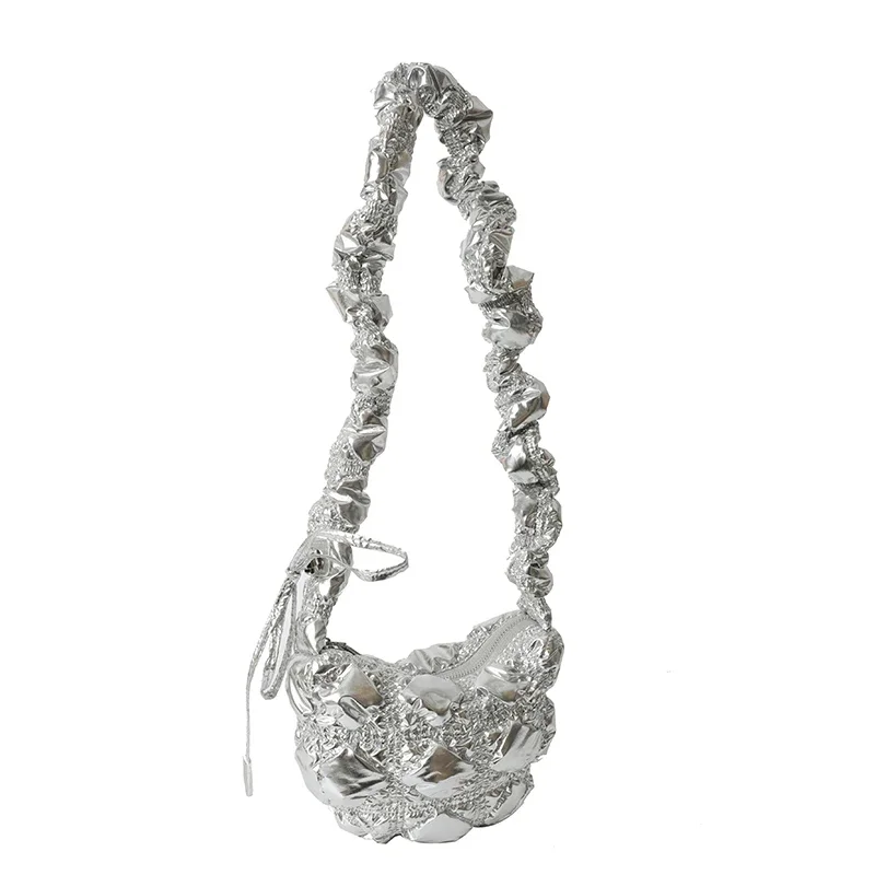 2023 Fashion Women Shoulder Bags Silver Pink High Quality Durable Fabric Female Shoulder Bag Prettry Style Girls Lovely Mini Bag