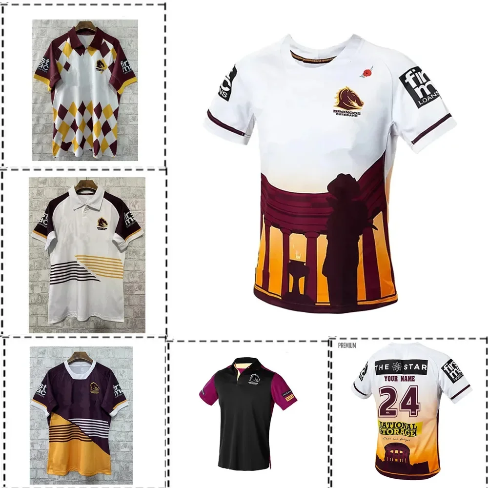 2024 BRISBANE BRONCOS 남성 폴로 럭비 저지 블랙 야구 모자, 모자 크기 S--5XL (사용자 정의 이름 및 번호)