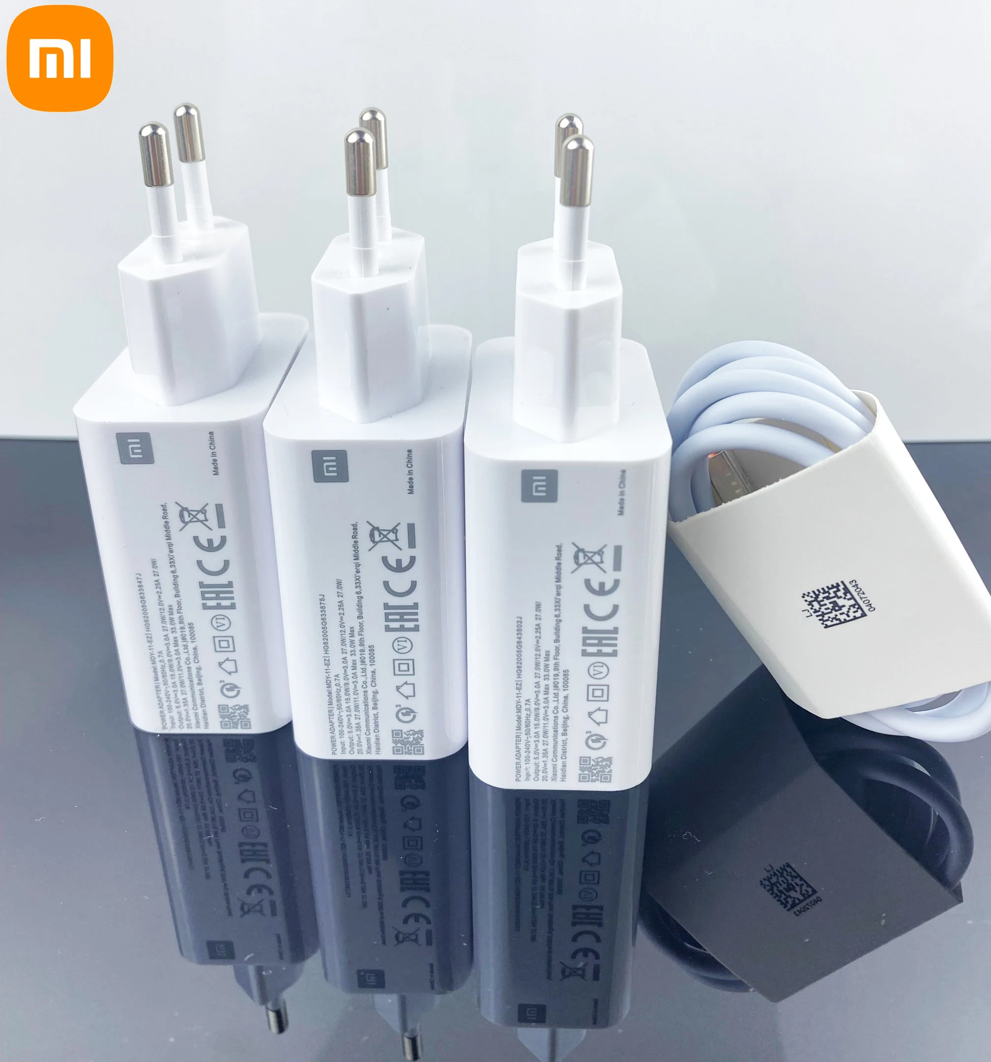 Original Xiaomi 33W Fast Charger EU Turbo Charge 6A Type C Data Cable Redmi Note 9 POCO X3 Nfc Mi 10 9 9t Pro Note 10 K20 K30