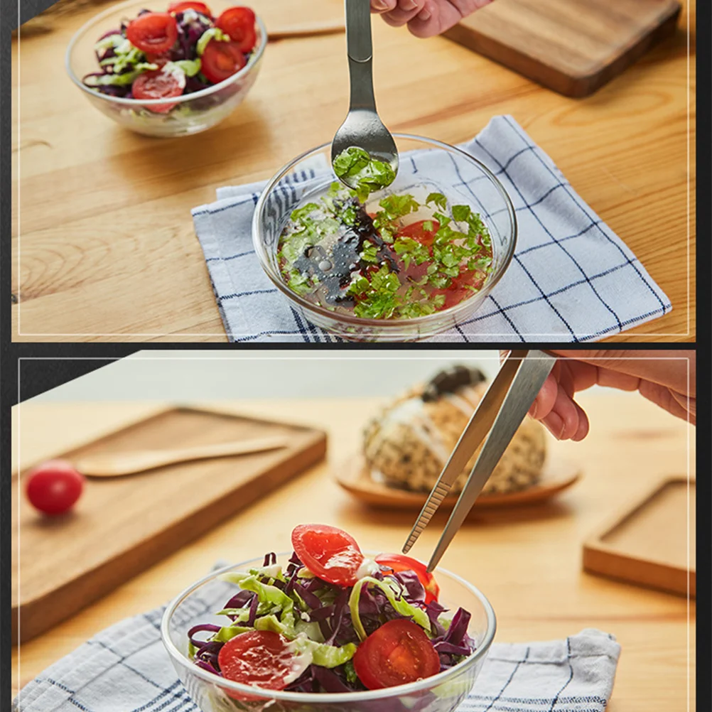 Stainless Steel Flavor Test Spoon Forks Tongs Chefs Taste Mini Tasting Decorate Chopsticks Forceps Baby