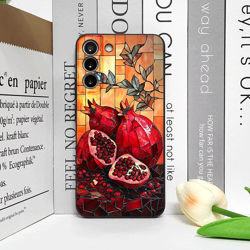 Creative Retro Fruits Marble Texture Printed Soft Phone Case