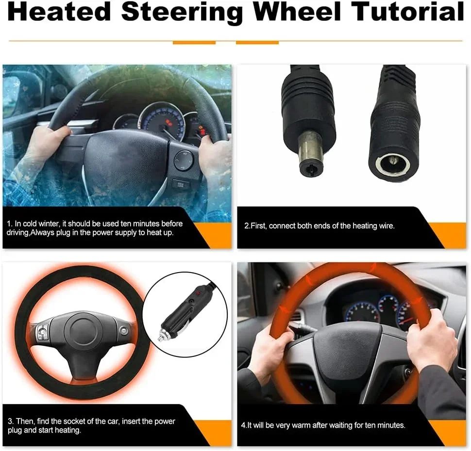 Car Steering Wheel Cover Heated Classic Black Breathable Automatic Heated  Steering Wheel Outer Cover for Winter Universal Fit - AliExpress