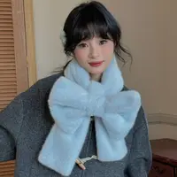 Sweet Big Bow Scarf Solid Color Windproof Neck Warmer Thicken Neck Scarf Warmer Stuff Gifts