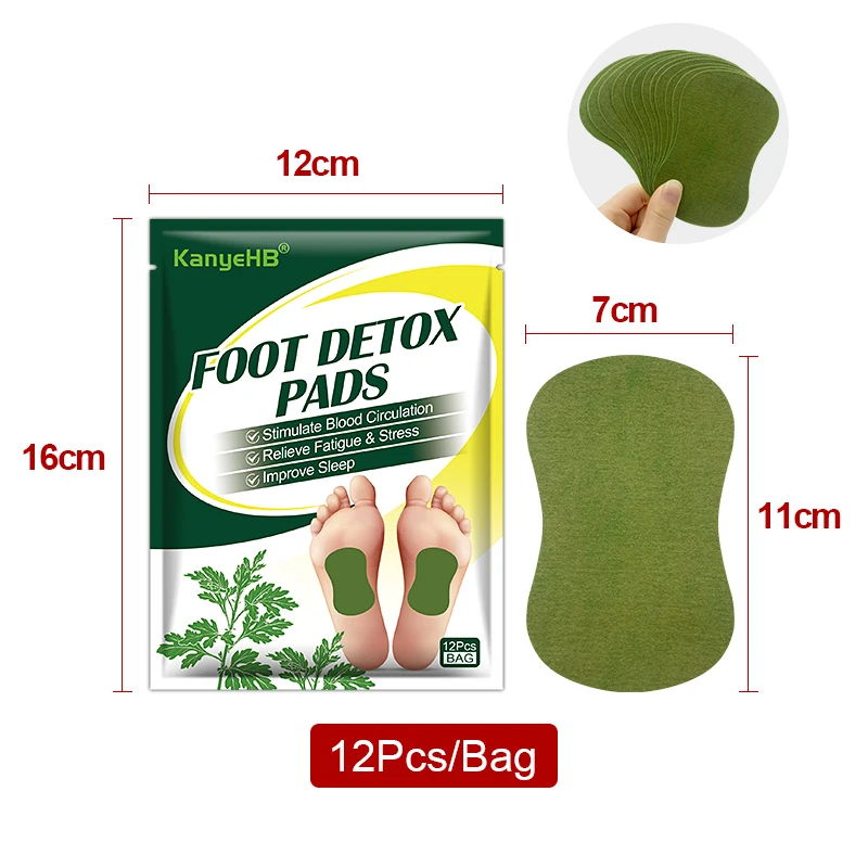 Wormwood Ginger Foot Detox Patch 12pcs Relieve Stress Help Sleeping Body Toxins Cleansing Slimming Pads Body Detox Weight Loss pain relief patch