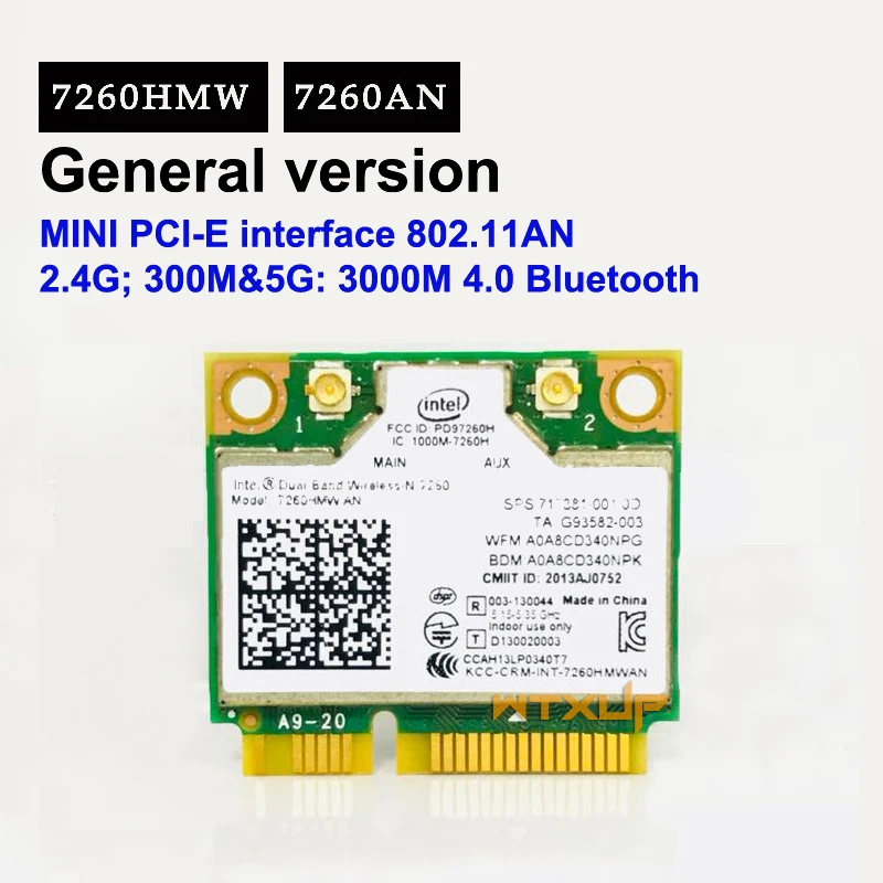 【P】1개 미니 PCI-E 듀얼 밴드 2.4G/5Ghz 무선 네트워크 카드 AC 7260 7260HMW 블루투스 4.0 802.11a/b/g/n