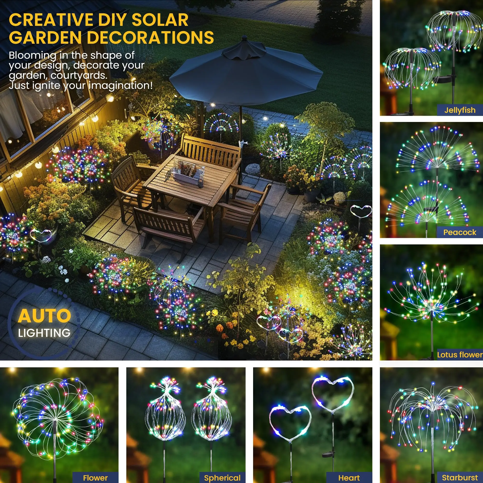 Solar Fireworks Lights – Multicolor LED Starburst Garden Lamps 2