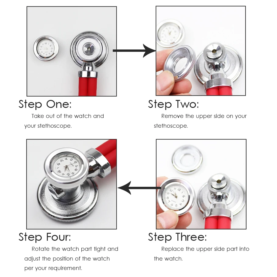 Professional Medical Fetal Blood Pressure Heart Monitor Sprague Rappaport Dual Head Cute Stethoscope Watch Clock Doctor
