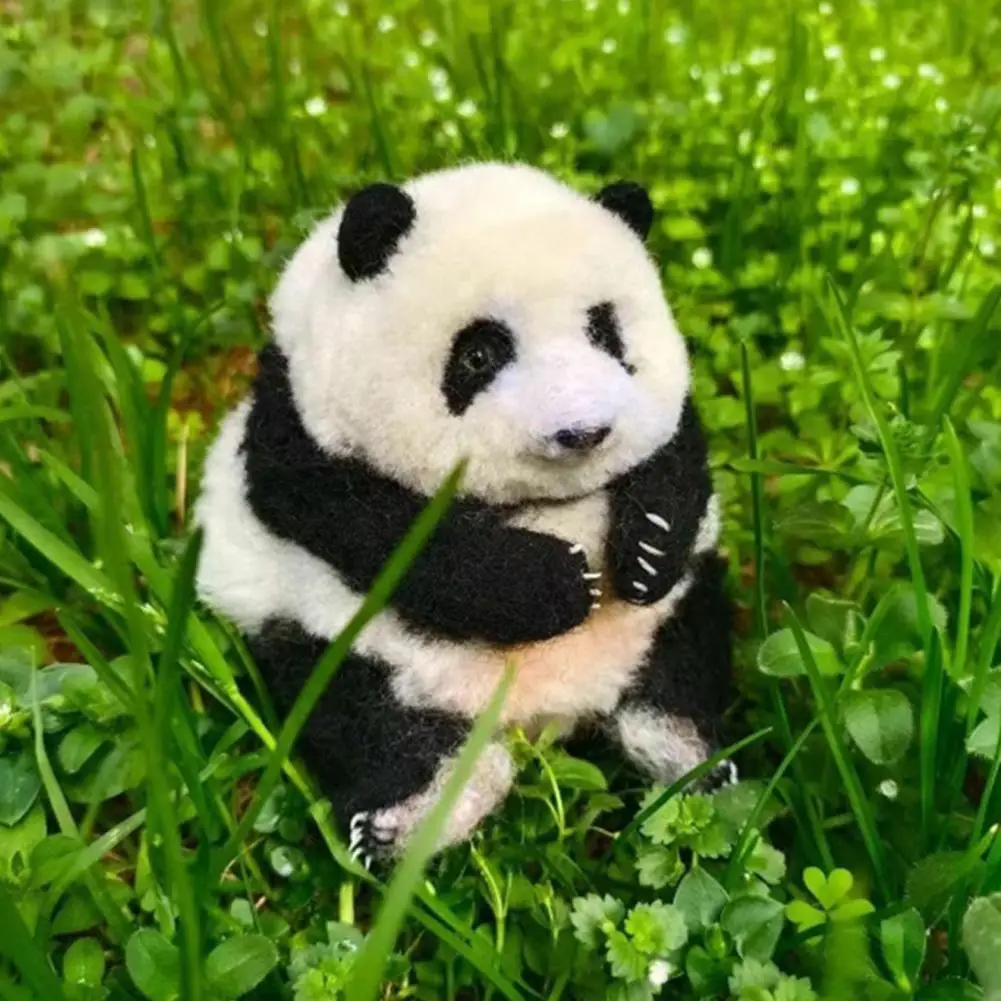 No Finish DIY Wool Needle Felting Kit Panda Toy Doll Wool Needle Felt Beginner Handmade Panda Gift Felt Kits For Women Girl