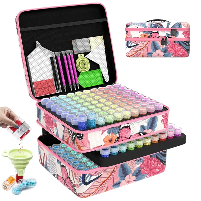 ARTDOT Diamond Painting Storage Boxes 5D DIY Pink 240 Slots Bead Storage  Container with 5D Diamond Art Accessories and Tools Kit - AliExpress