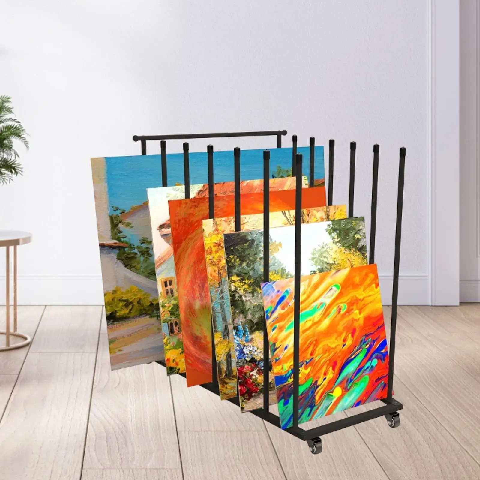Carton Storage Rack with 360° Swivel Casters Versatile Iron Art Storage Cart